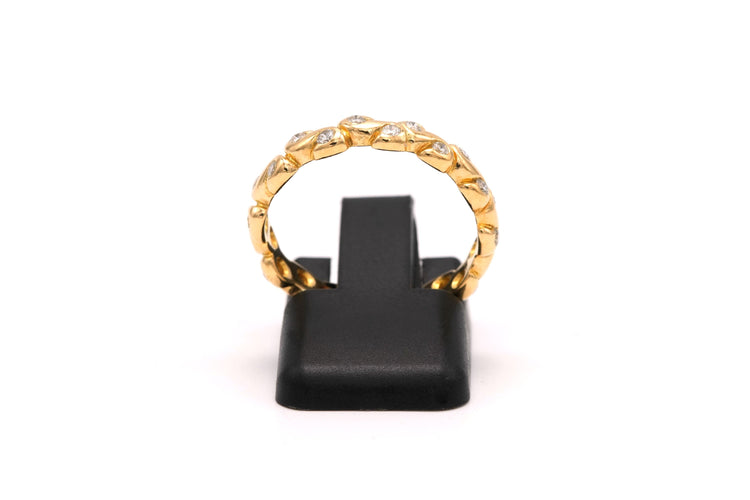 Bague 51 Alliance américaine contemporaine en or jaune sertie de diamants 58 Facettes B637