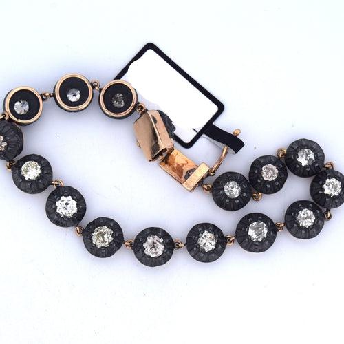 Bracelet Bracelet ancien en or rose et argent avec diamants 58 Facettes