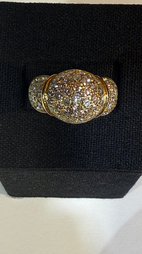 Bague boule vintage en or jaune 18 carats et diamants