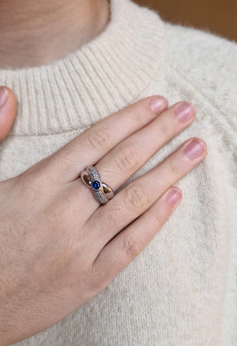 53 Bague or blanc saphir diamants 58 Facettes