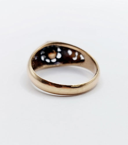 Bague 56.5 Bague jonc bombé antique en or 14k et diamant taille rose 58 Facettes A06623