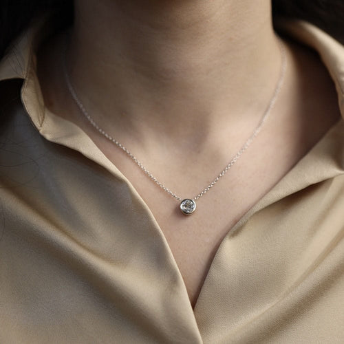 Collier Collier pendentif en or gris 18K avec diamant taille ancienne 0,80 ct I-VS - 40 cm 58 Facettes FB10470