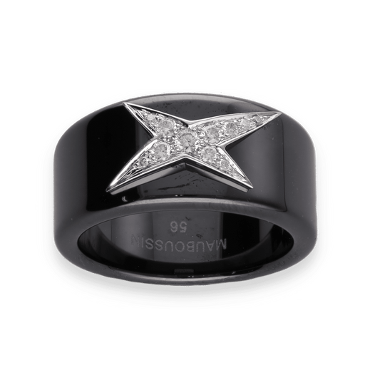Ring 56 MAUBOUSSIN - Star of the Demon Ceramic Ring gold and diamonds 58 Facettes