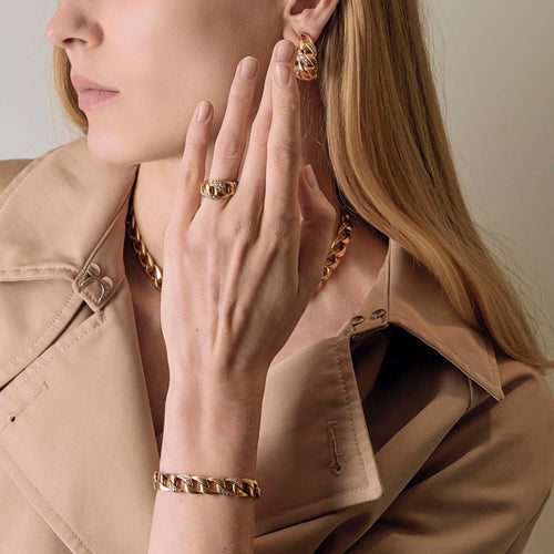 Boucles d'oreilles CARTIER x GEORGES LENFANT - BERGAME - Parure en or jaune et diamants 58 Facettes 58FC14