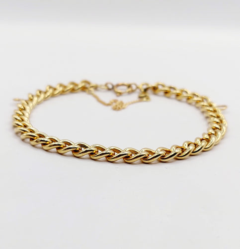 Bracelet Bracelet vintage or jaune maille gourmette et 2 anneaux pour charm 58 Facettes A06355