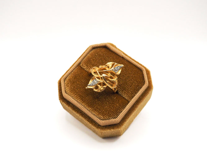 Bague 54 Bague allure florale or jaune et diamants 58 Facettes 5347