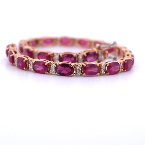 Bracelet BRACELET TENNIS EN OR JAUNE AVEC RUBIS ET DIAMANTS 58 Facettes