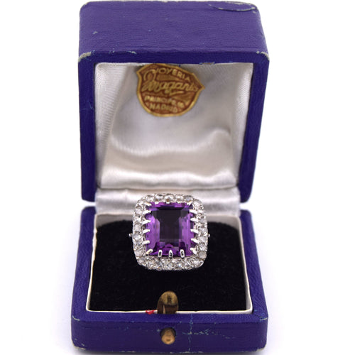 Bague 55 Bague vintage en or jaune avec améthyste et diamants 58 Facettes