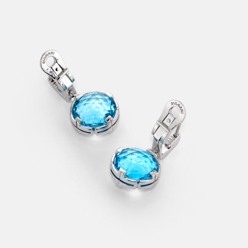 BULGARI - Boucles d'oreilles Parentesi Cocktail topaze bleue 58 Facettes