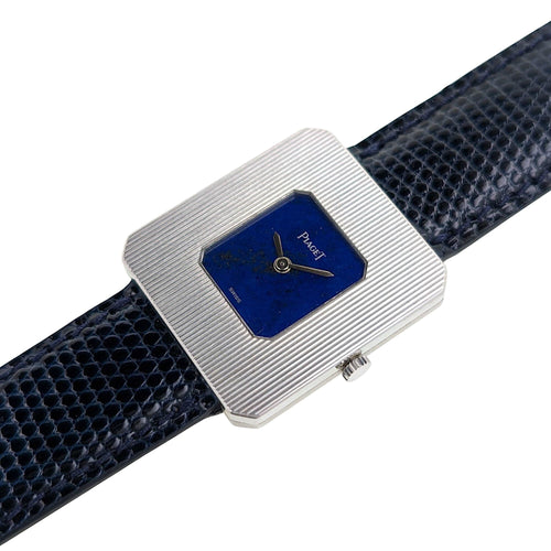 Montre Piaget Protocole RARE Piaget 99042 Lapis Lazuli Dial Protocole Ultra Thin Rectangular Serviced White Gold 58 Facettes