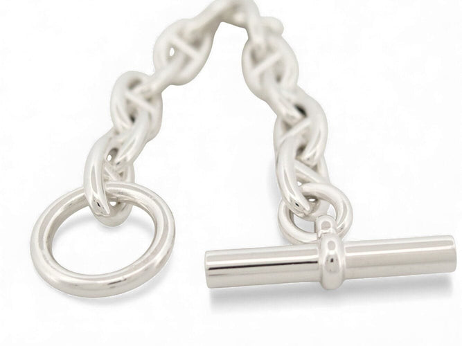Bracelet bracelet HERMES chaine d'ancre gm h101672b 12 maillons argent 70gr 58 Facettes 271653