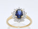 Bague 54 Bague entourage en or jaune avec saphir et diamants 58 Facettes 2273