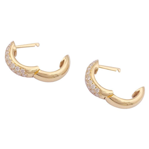Boucles d'oreilles Paire de créoles or jaune, diamants. 58 Facettes 34483