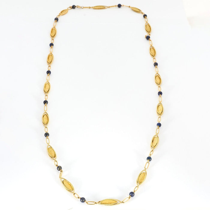 Collier Sautoir or jaune et lapis lazuli 58 Facettes