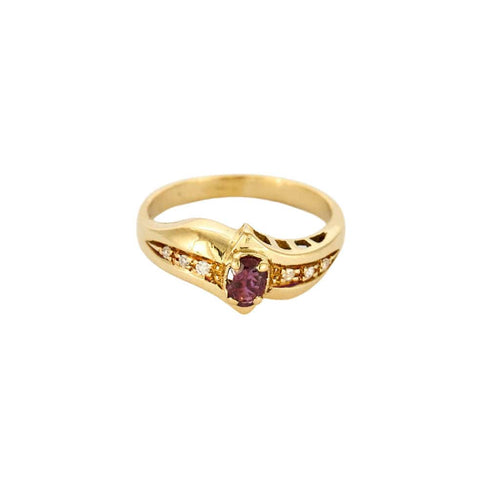 Bague 55 Bague or jaune rubis diamants 58 Facettes LP1242/10