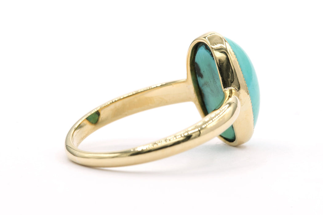 Bague 47 Bague contemporaine en or jaune sertie d'une turquoise 58 Facettes B420