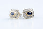Boucles d’oreilles saphirs et diamants en or jaune 18k, 0,68 ct
