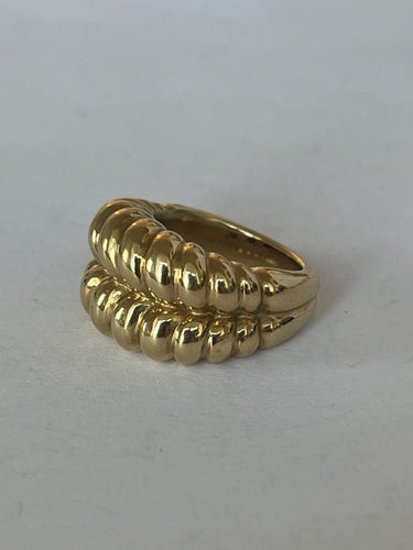 Bague 51 Bague Double Jonc Godronné Or Jaune 58 Facettes LOT 6298