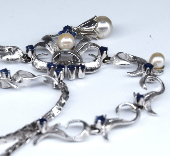 Collier Collier vintage en perles et saphirs des années 60 58 Facettes