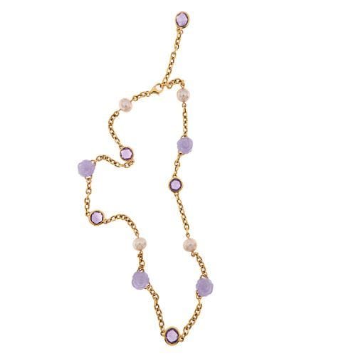 Collier Collier avec perles, améthystes et jade lavande 58 Facettes 32958