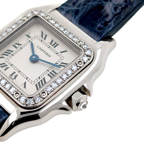 Montre Cartier Panthère Small Model 18k White Gold ref 3057915 Bezel Factory Paved 37 diamonds + Box 58 Facettes