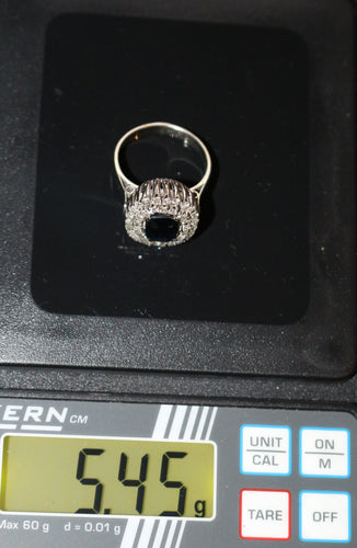 Bague 50 Bague Or Blanc Saphir double entourage Diamants 58 Facettes 577