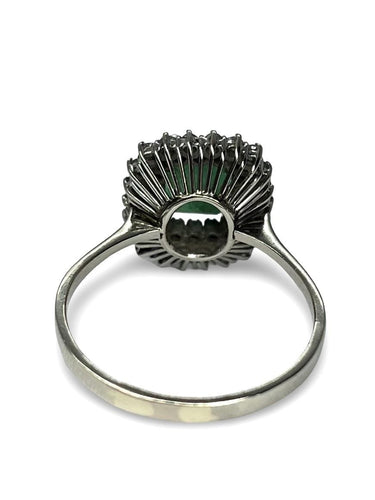 Bague 63 Bague or blanc émeraude et diamants 58 Facettes 0008001