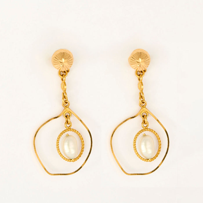 Paire de boucles d'oreilles pendantes perle de culture