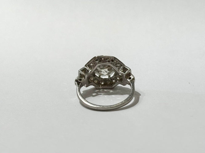 Bague 49 Bague art déco diamants or et platine 58 Facettes