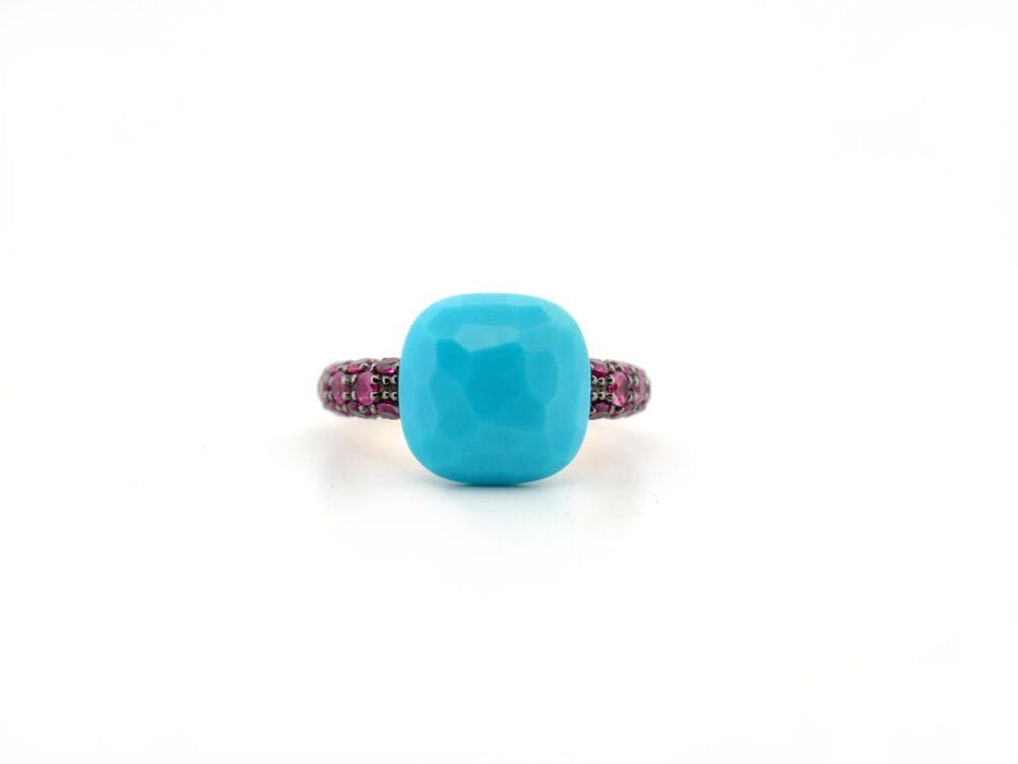 Bague 47 bague POMELLATO capri turquoise & rubis t47 en or rose 18k boite 58 Facettes 265806