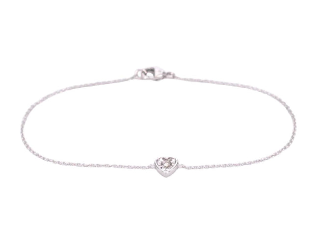 Bracelet en or blanc avec cœur en diamant 0,10 carat