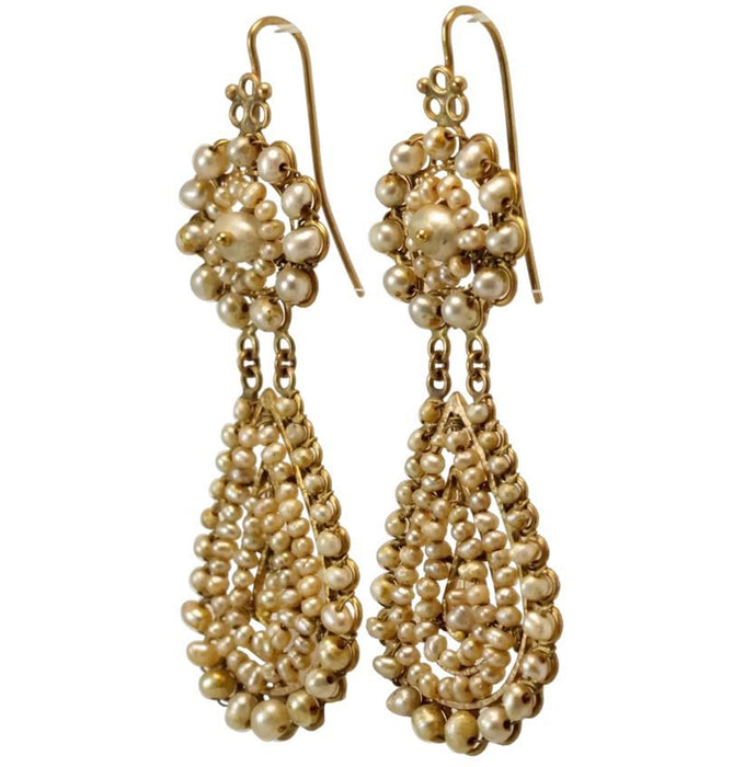 Boucles d'oreilles en or et perles anciennes