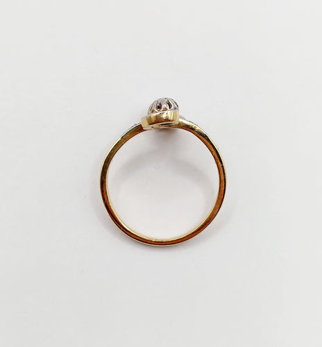 Bague 52 Bague marquise toi et moi antique or jaune 18k et platine diamants taille roses (circa 1900) 58 Facettes A05981