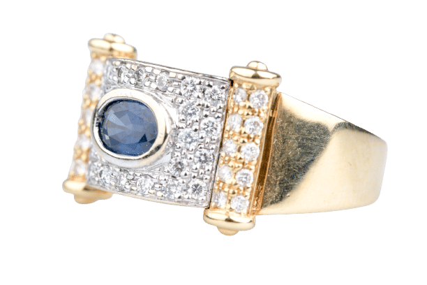 Bague 52 Bague en or jaune sertie d’un saphir et de diamants 0.59 ct – design géométrique Art Déco 58 Facettes BGS41941-107