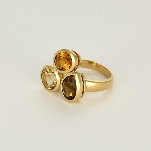 Bague 56 Bague trilogie en or jaune et béryl de couleurs 58 Facettes HOU5642