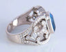 Bague 53 Bague or blanc saphir de Ceylan 3,12 carat et diamants 58 Facettes AB 407