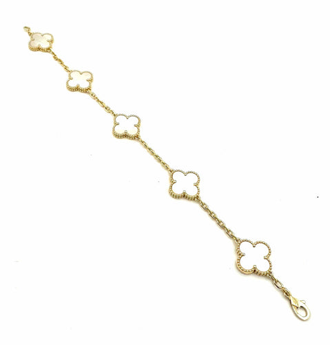 Bracelet VAN CLEEF & ARPELS. Collection "Alhambra vintage", bracelet or jaune et nacre 58 Facettes