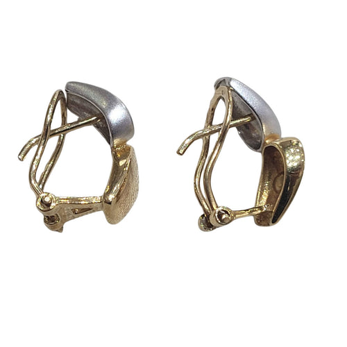 Boucles d'oreilles - Boucles d'oreilles en or jaune et blanc 18 carats