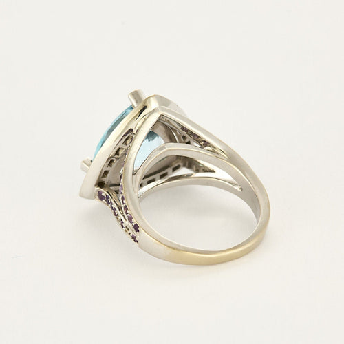 Bague 54.5 Mauboussin  Tellement Subtile pour Toi bague en or blanc, aigue marine, saphirs et améthyste 58 Facettes B250515