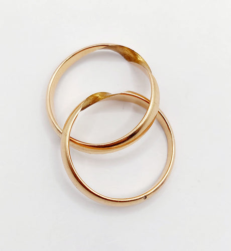 Bague 55 Alliance jumelées victorienne or rose 18k gimmel (circa 1896) antique 58 Facettes A05213