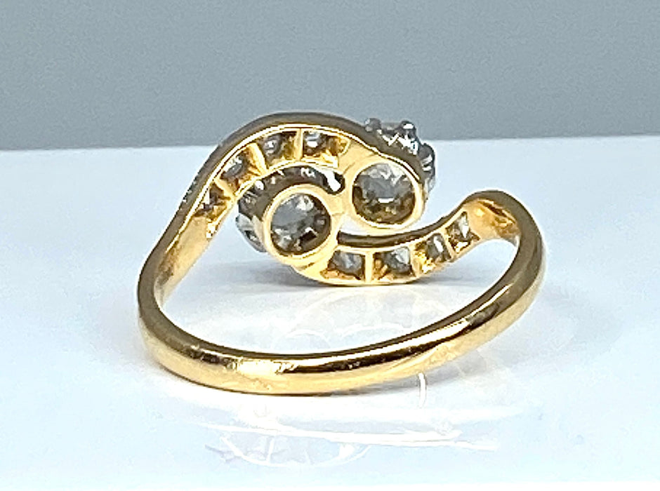 Bague toi et moi or et diamants, vers 1900