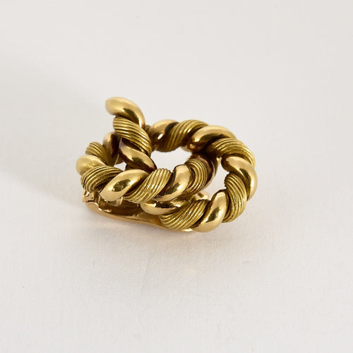 HERMES - GEORGES LENFANT- Rare Paire de boucles d'oreilles en or jaune tressé.