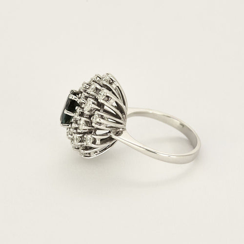 Bague 52,5 Bague or blanc, saphir et diamants 58 Facettes B250347