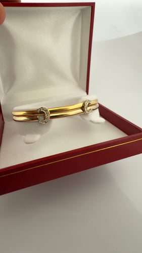 Bracelet jonc double C 2 ors et diamants