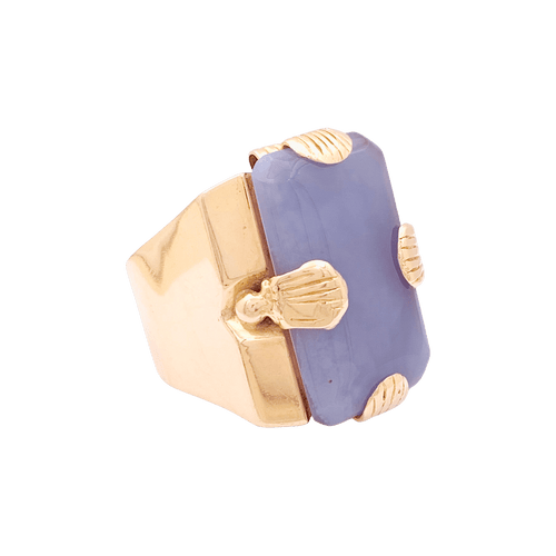 Bague 50 Bague "Tank" or rose, jade lavande. 58 Facettes 34753