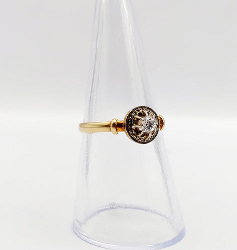 Bague 54 Bague solitaire art deco or jaune 18k diamant taille ancienne 58 Facettes A05903