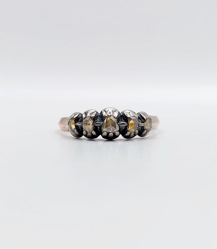 Bague 56 Bague victorienne or rose et argent 58 Facettes A04231