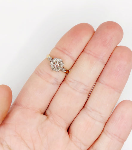 Bague 52.5 Bague marguerite victorienne or jaune, diamants taille rose (circa 1890) 58 Facettes A06138