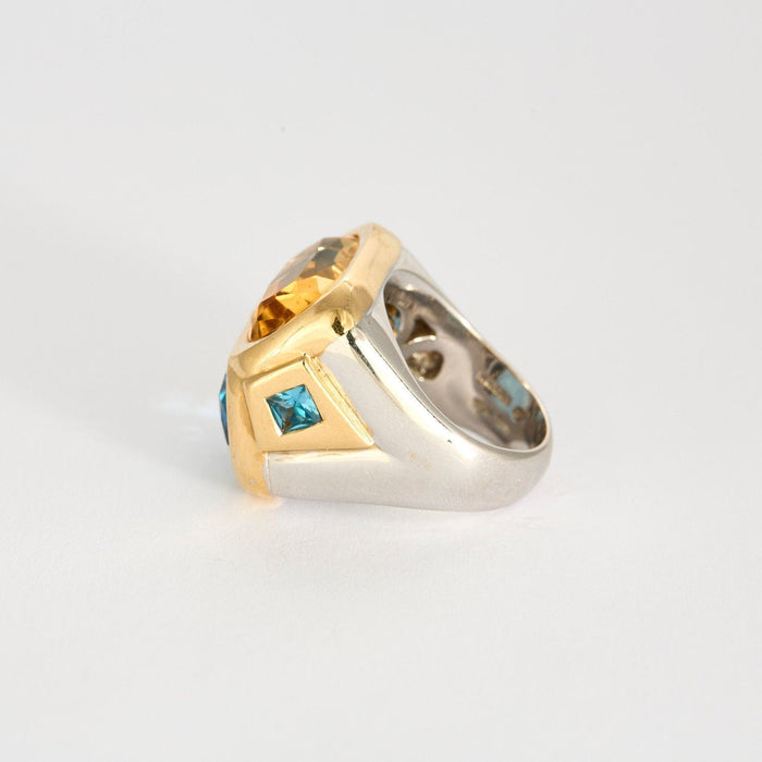 Bague 55 MARINA B - Bague or bicolore, topaze et citrine 58 Facettes