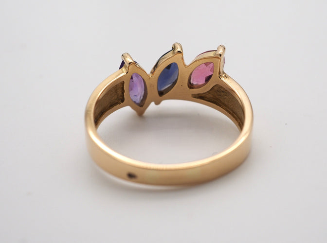 Bague 57 Bague pierres fines or jaune 58 Facettes